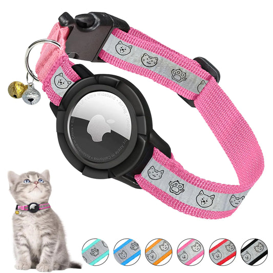 Upgraded Airtag Cat Collar with Reflective Strip MONBEYEE Integrated Airtag Cat Collar Reflective GPS Cat Collar with Airtag Holder and Bell Compatible The Apple Airtag for Boys Girls Cats
