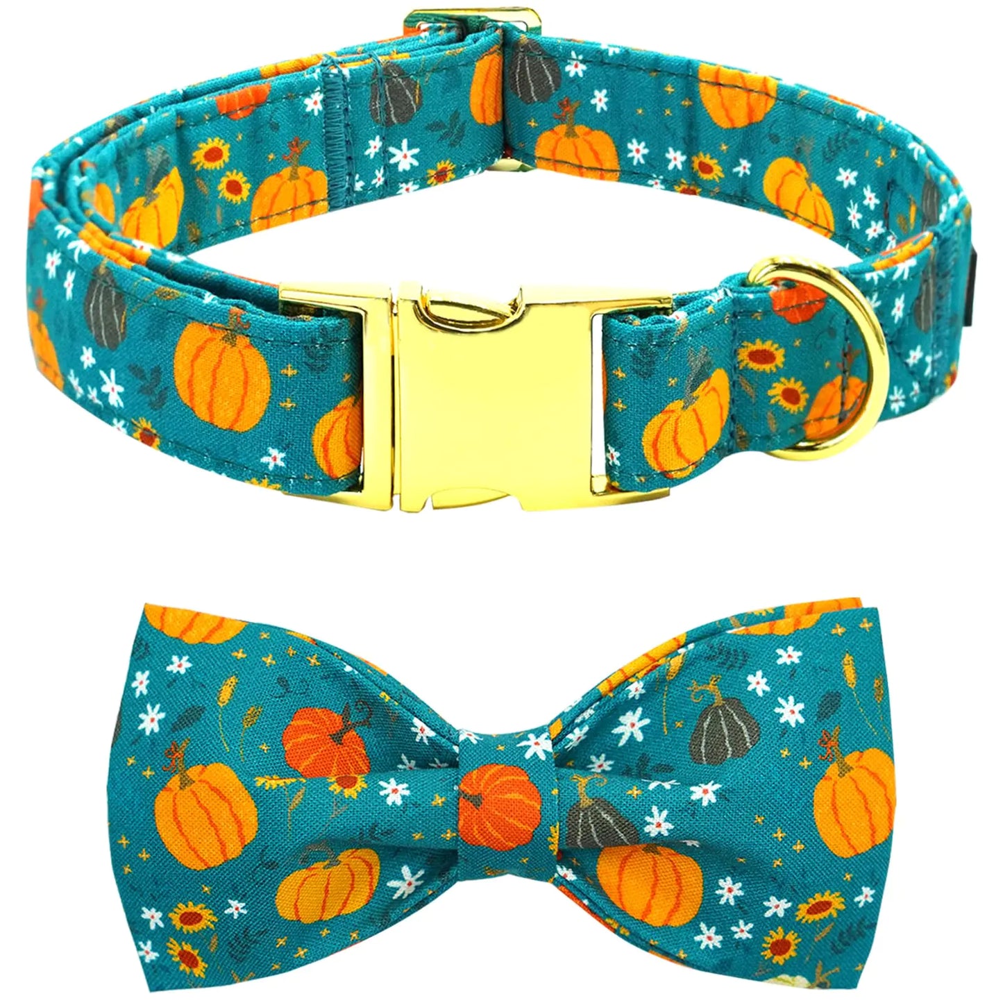 Autumn Pumpkin Bowtie Dog Collar