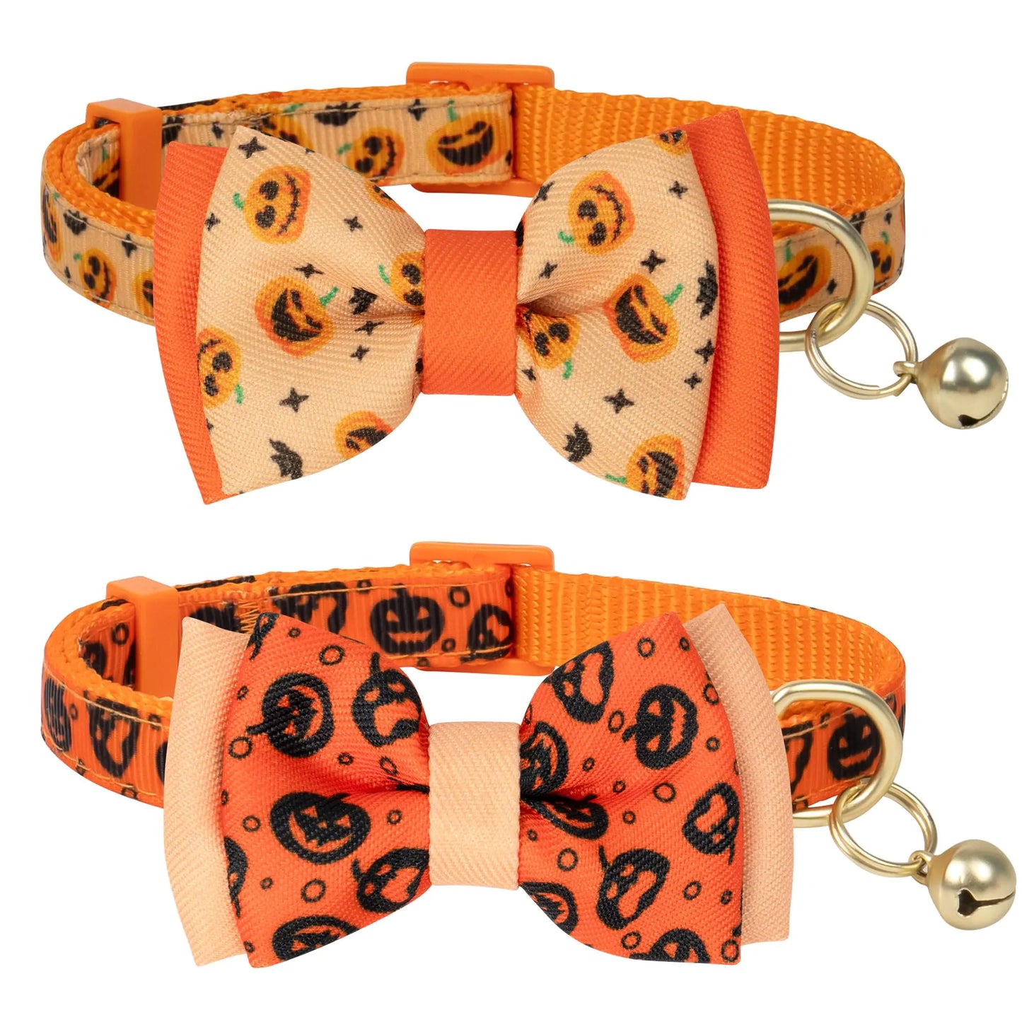Pumpkin Bowtie Cat Collar Duo
