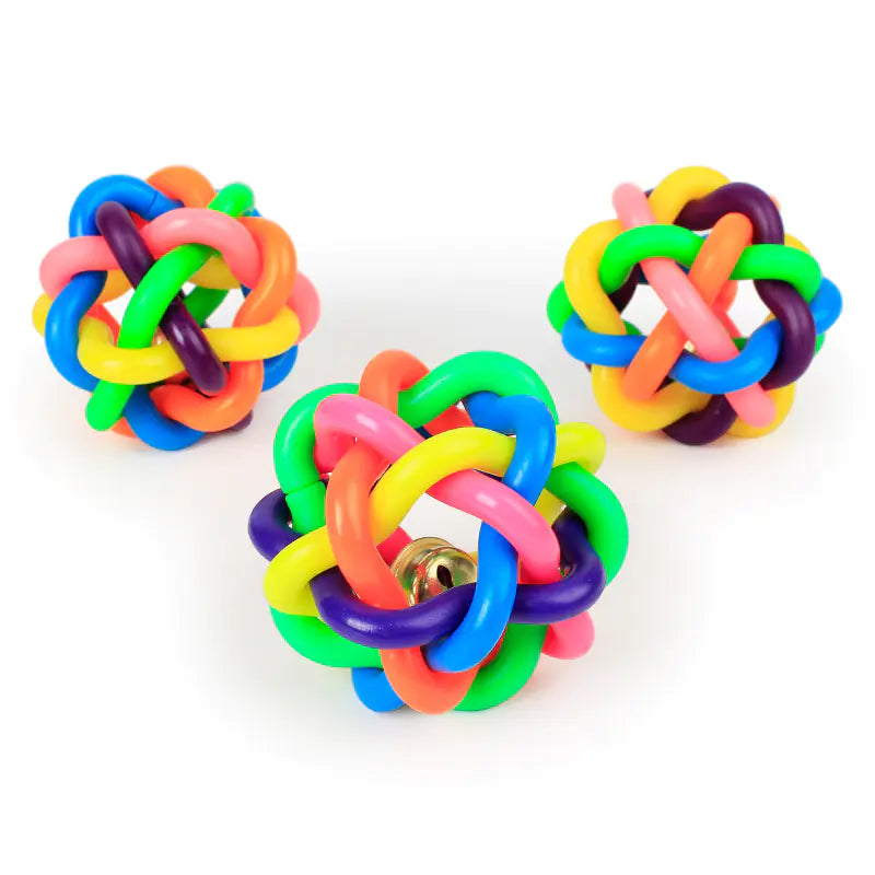 Colorful 5.5cm Leather Rainbow Dog Toy Ball