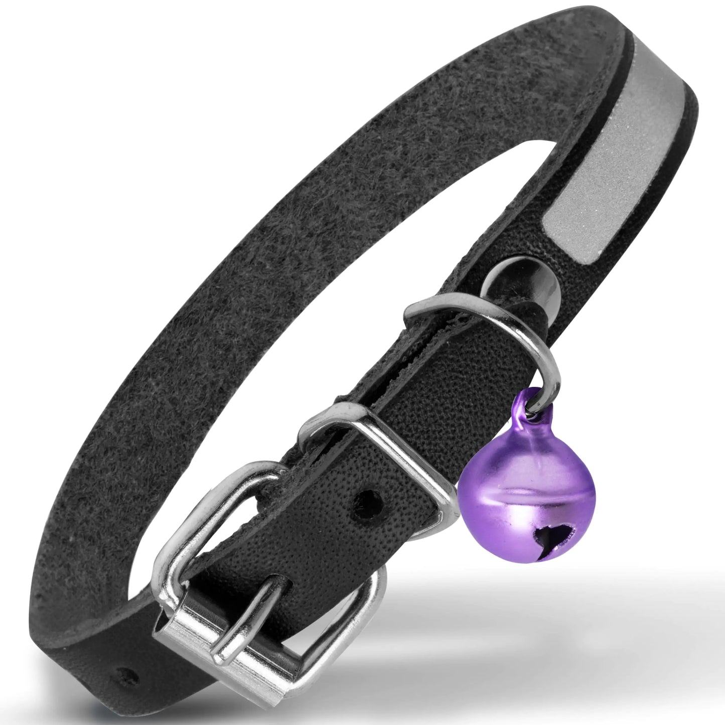Filbert Reflective Leather Cat Collar with Bell